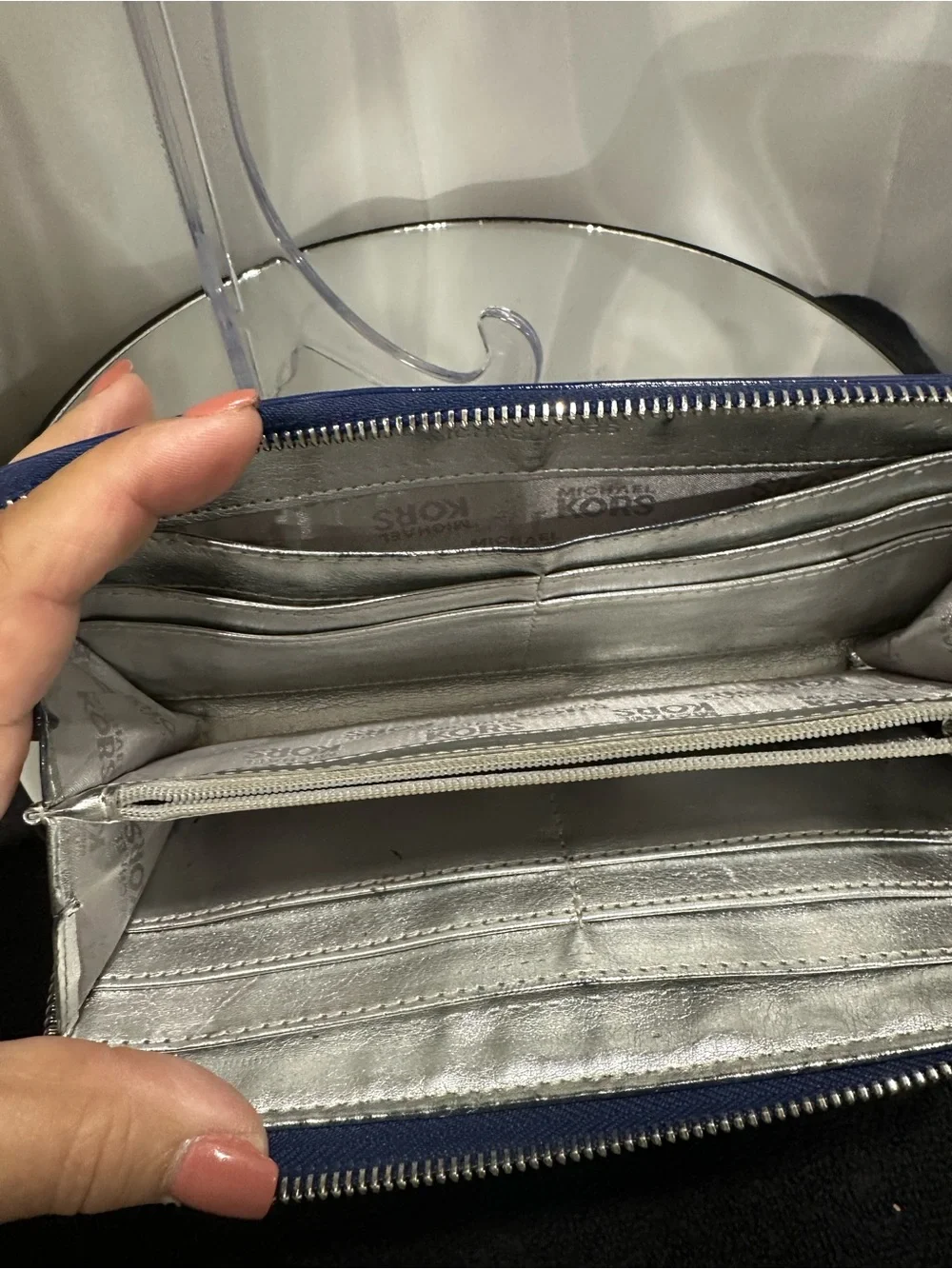 Michael Kors Blue Tote Bag with Gold Accents